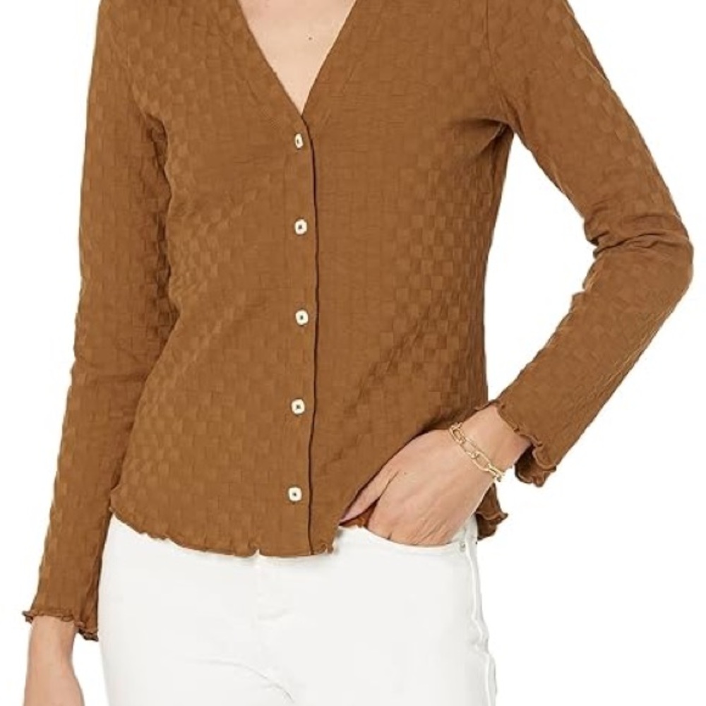 Madewell Brown Checker Material  Women's Cardigan EUC